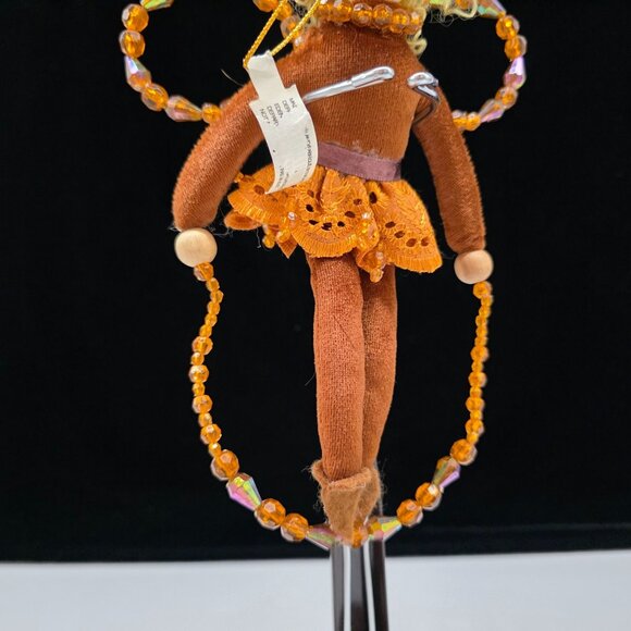 Department 56 Brown Velvet Fairy Doll Beaded Wings & Lace Skirt 10" - Picture 4 of 8